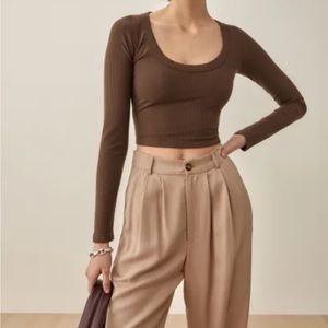 Reformation Paige Knit Top in Cafe